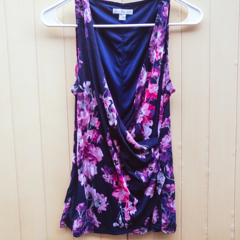 Deep purple and blue tank with wrap detail